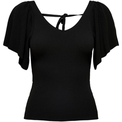 Vêtements Femme T-shirts manches courtes Only ONLLEELO S/S BACK PULLOVER KNT NOOS - 15203888 Noir