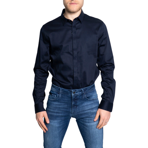 Vêtements Homme Chemises manches longues EAX TINTA UNITA 8NZCBD ZN10Z Bleu