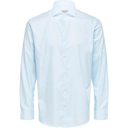 Vêtements Homme Chemises manches longues Selected SLHSLIMETHAN SHIRT LS CUT AWAY B NOOS 16081385 Bleu
