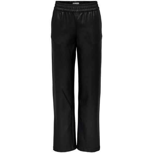 Vêtements Femme Pantalons Only ONLPOPSTAR MW WIDE COATED PNT NOOS - 15267810 Noir