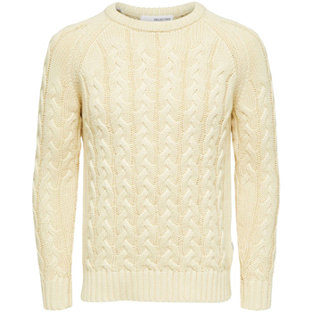 Vêtements Homme Pulls Selected SLHBILL LS KNIT CABLE CREW NECK W - 16086658 Blanc