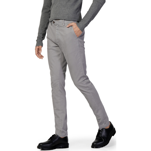 Vêtements Homme Pantalons Borghese Firenze - Pantalone Elegante Twill - Fit Slim Gris