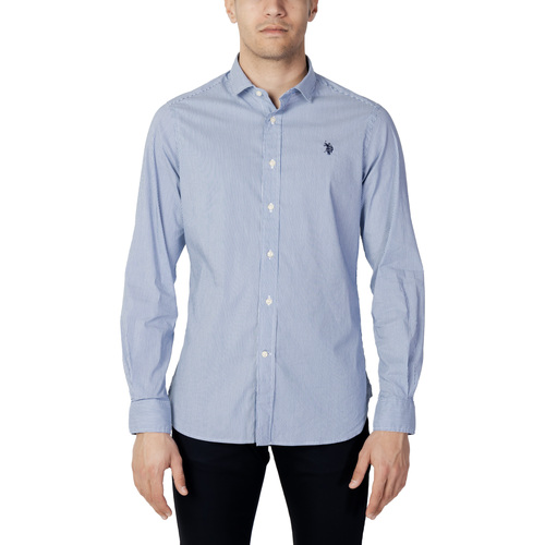 Vêtements Homme Chemises manches longues U.S Polo davanti Assn. CALE 53183 EH03 Bleu