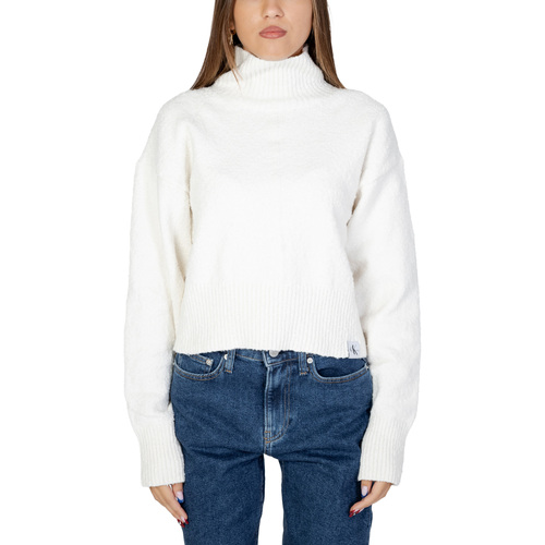 Vêtements Femme Pulls Calvin Klein Jeans BOUCLE HIGH NECK SWE J20J221972 Blanc