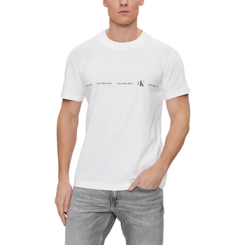 Vêtements Homme Polos manches longues Calvin Klein Jeans LOGO REPEAT J30J324668 Blanc