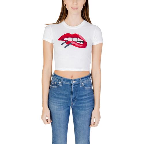 Vêtements Femme T-shirts manches courtes Tommy Hilfiger SLIM CRP WASHED DW0DW17373 Blanc