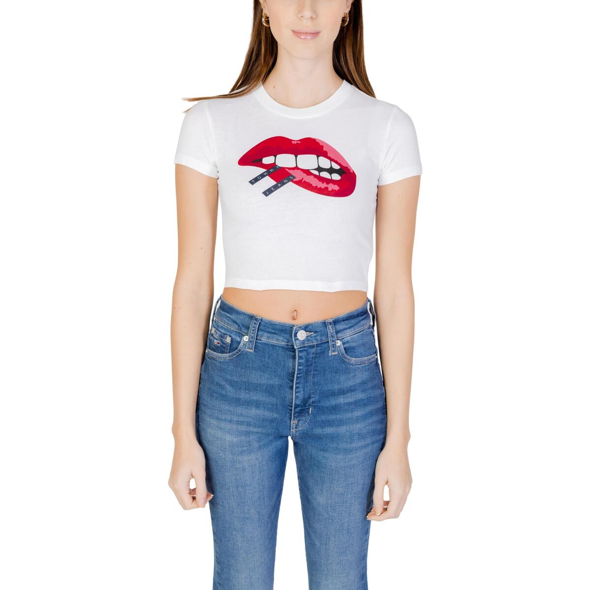 Vêtements Femme T-shirts manches courtes Tommy Hilfiger SLIM CRP WASHED DW0DW17373 Blanc