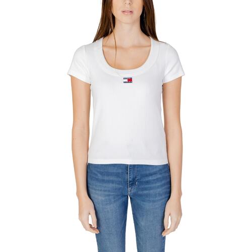 Vêtements Femme T-shirts manches courtes Tommy Hilfiger SLIM BADGE RIB DW0DW17396 Blanc