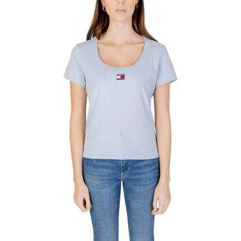 Vêtements Femme T-shirts manches courtes Tommy Hilfiger SLIM BADGE RIB DW0DW17396 Bleu