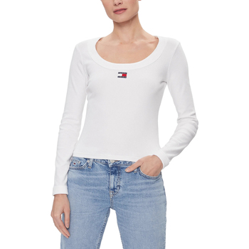 Vêtements Femme T-shirts manches longues Tommy Hilfiger SLIM BADGE RIB DW0DW17397 Blanc