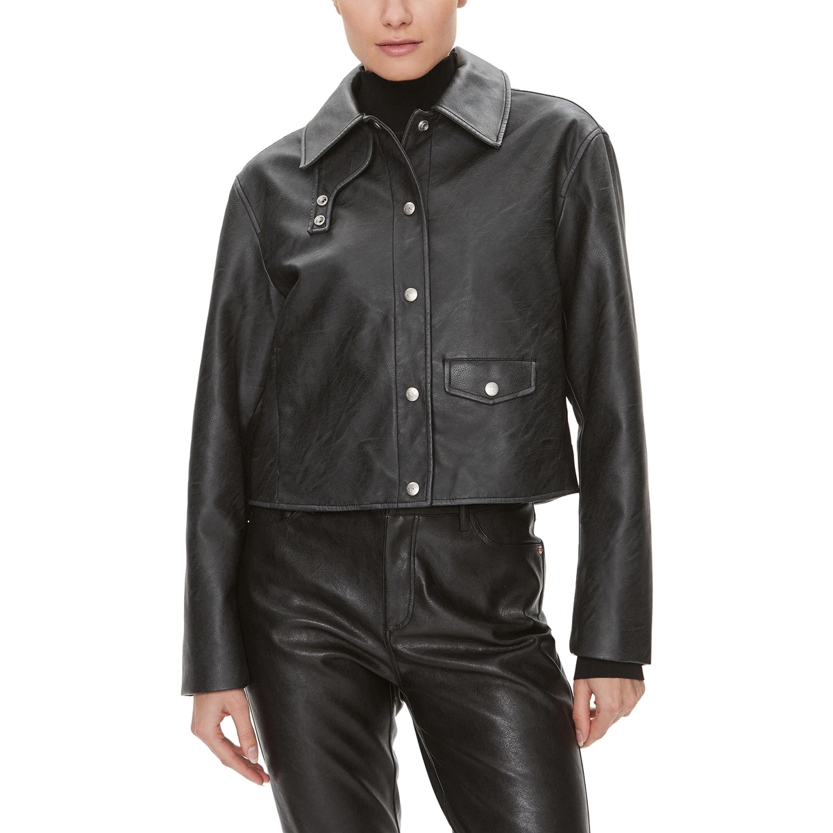 Vêtements Femme Vestes Calvin Klein Jeans SHORT FAUX LEATHER J20J222553 Noir