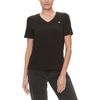 Vêtements Femme T-shirts manches courtes Calvin Klein Jeans EMBRO BADGE V-NEC J20J222560 Noir