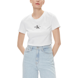 Vêtements Femme T-shirts manches courtes Calvin Klein Jeans MONOLOGO J20J222564 Blanc