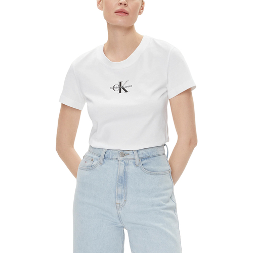 Vêtements Femme T-shirts manches courtes Calvin Klein Jeans MONOLOGO J20J222564 Blanc