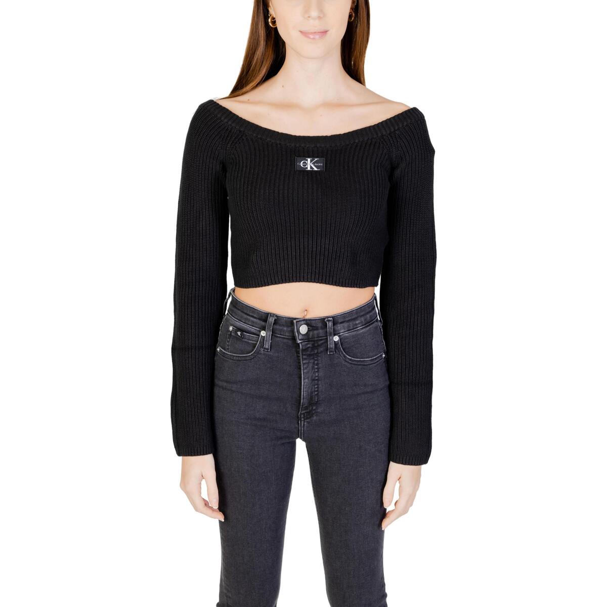 Vêtements Femme Pulls Calvin Klein Jeans WOVEN LABEL OFF J20J222628 Noir