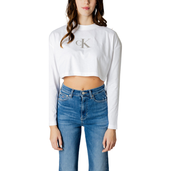 Vêtements Femme T-shirts manches longues Calvin Klein Jeans SEQUIN LONG SLEEVE J20J223252 Blanc