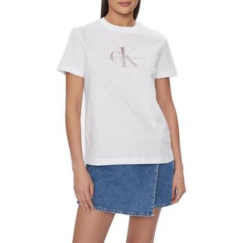 Vêtements Femme T-shirts manches courtes Calvin Klein Jeans DIFFUSED MONOLOGO J20J223264 Blanc