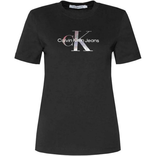 Vêtements Femme T-shirts manches courtes Calvin Klein Jeans DIFFUSED MONOLOGO J20J223264 Noir