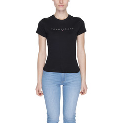 Vêtements Femme T-shirts manches courtes Tommy Hilfiger SLIM TONAL LINEA DW0DW17827 Noir