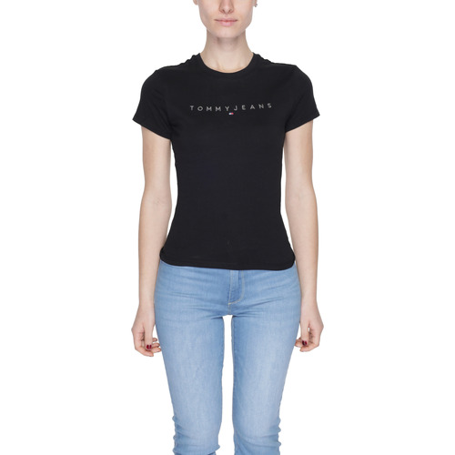 Vêtements Femme T-shirts manches courtes Tommy Hilfiger SLIM TONAL LINEA DW0DW17827 Noir