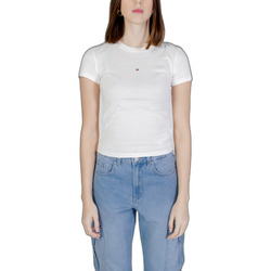 Vêtements Femme T-shirts manches courtes Tommy Hilfiger SLIM TONAL LINEA DW0DW17827 Blanc