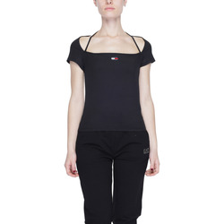 Vêtements Femme T-shirts manches courtes Tommy Hilfiger SLIM RIB BADGE DW0DW17896 Noir