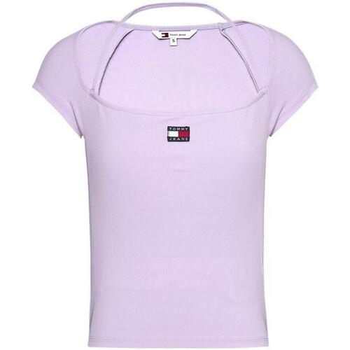 Vêtements Femme T-shirts manches courtes Tommy Hilfiger SLIM RIB BADGE DW0DW17896 Violet