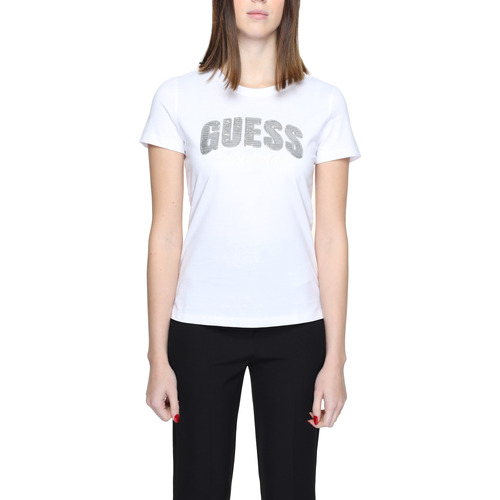 Vêtements Femme T-shirts manches courtes Guess RN SEQUINS LOGO W4GI31 I3Z14 Blanc
