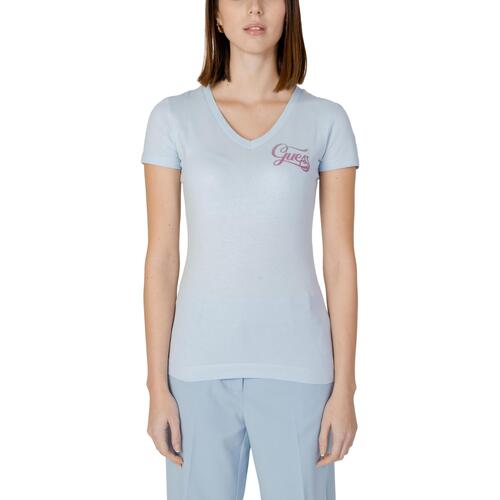 Vêtements Femme T-shirts Rose manches courtes Guess SS VN SHADED GLITTER W4RI55 J1314 Bleu