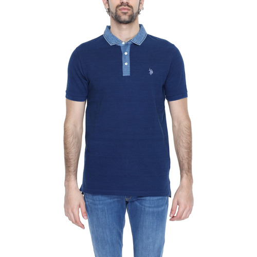 Vêtements Homme Polo Ralph Lauren athletic shoe sneakers melange-effect short-sleeved polo shirt. DESM 67492 50449 Bleu