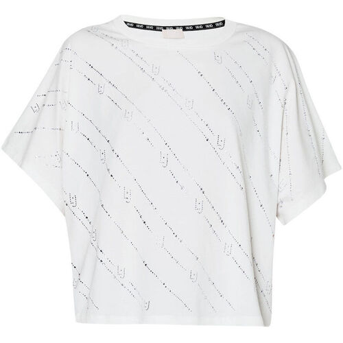 Vêtements Femme woman cropped hoodie Liu Jo T-shirt avec strass Beige