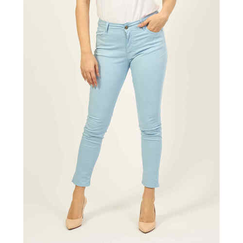 Vêtements Femme Pantalons Sette/Mezzo Pantalon femme SetteMezzo en coton avec 5 poches Bleu