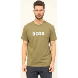 Vêtements Homme T-shirts ecru & Polos BOSS T-shirt homme  en jersey de coton avec logo Beige/kaki