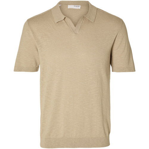 Vêtements Homme T-shirts & Polos Selected Polo lin et coton Beige