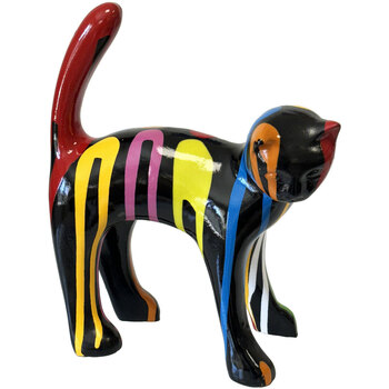 Maison & Déco Statuettes et figurines Tdk Import Statue en céramique chat noir et multicolore 25 cm Noir