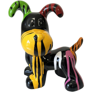 Maison & Déco Statuettes et figurines Tdk Import Statue en céramique chien noir finition multicolore 25 cm Noir