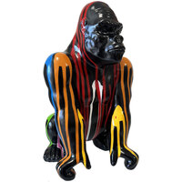 Maison & Déco Statuettes et figurines Tdk Import Statue en céramique gorille noir finition multicolore 37 cm Noir
