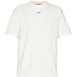 Vêtements Homme T-shirts ecru & Polos BOSS T-SHIRT BEIGE RELAXED FIT EN JERSEY DE COTON À LOGO IMPRIMÉ Beige