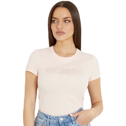 Vêtements Femme T-shirts Rose manches courtes Guess Sangallo Rose