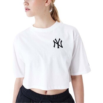 Vêtements Femme T-shirts manches courtes New-Era Mlb Le Crop Tee Neyyan  Whiblk Blanc