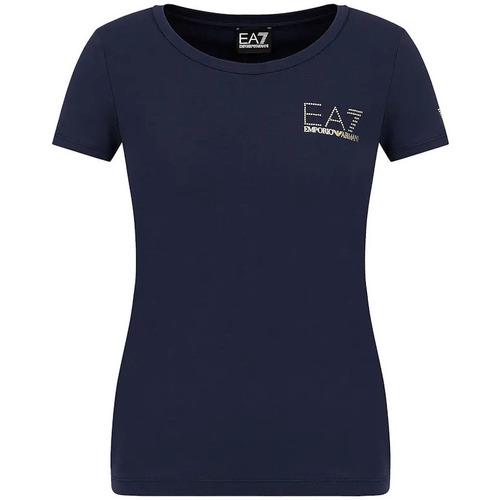 Vêtements Femme T-shirts & Polos Emporio Armani micro-check patterned curved hem shirtni T-shirt EA7 8NTT65 TJDQZ Donna Bleu