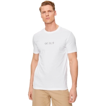 Vêtements Homme T-shirts manches courtes Guess Classic Blanc