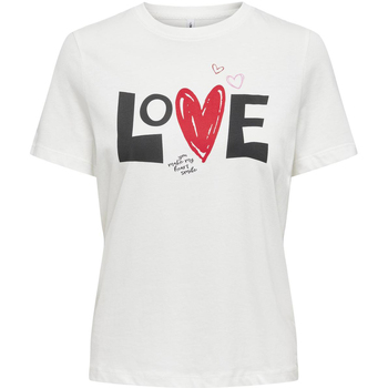 Vêtements Femme T-shirts manches courtes Only Onlloovi Life Reg S/S Valtine box Jrs 15316996 Blanc