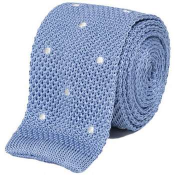 Bruce Field Cravate fine en maille tricot pure soie à pois Bleu