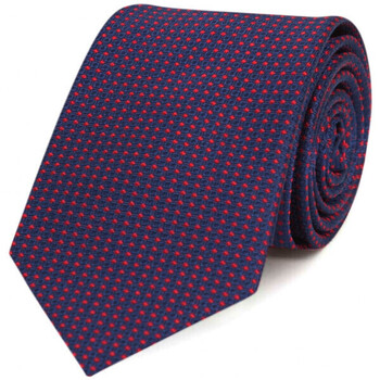 cravates et accessoires bruce field  cravate pure soie marine à pois rouges 