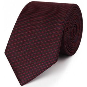 Bruce Field Cravate pure soie à puces Rouge