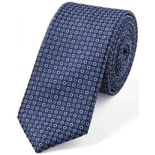 Vêtements Homme Cravates et accessoires Bruce Field Cravate fine pure soie à motif circulaire Bleu