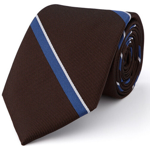 Vêtements Homme Cravates et accessoires Bruce Field Cravate club pure soie rayée Marron