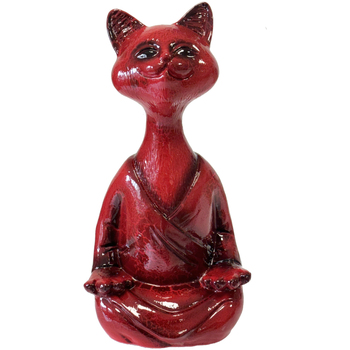 Maison & Déco Statuettes et figurines Tdk Import Statue en céramique chat zen rouge 34 cm Rouge