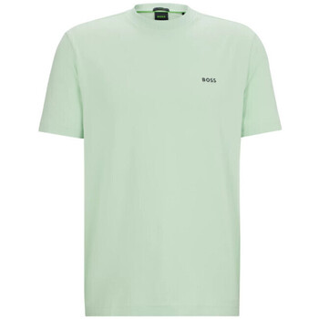 Vêtements Homme T-shirts & Polos BOSS T-SHIRT  TEE VERT REGULAR FIT EN COTON STRETCH AVEC LOGO Vert